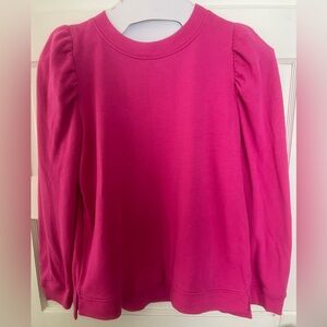Crown & Ivy Hot Pink Long Sleeve Top w/Puff Sleeves Size M